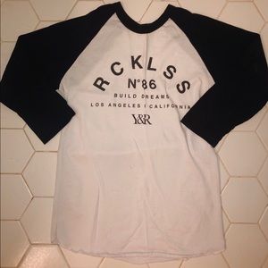 Black and white baseball tee